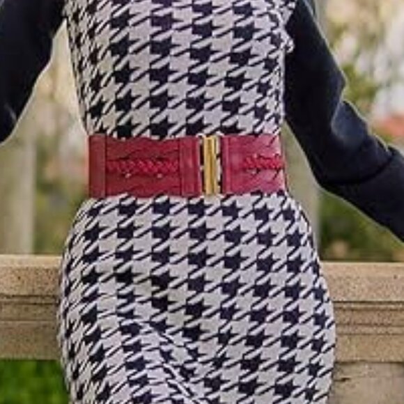 Women\'s Braided Wide Belt Boho Western Chic Stretchy Size Large Red main image 2